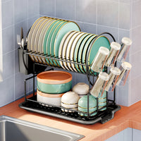 2-Tier Dish Drying Rack with Drainboard & Cutlery Holder – Aria