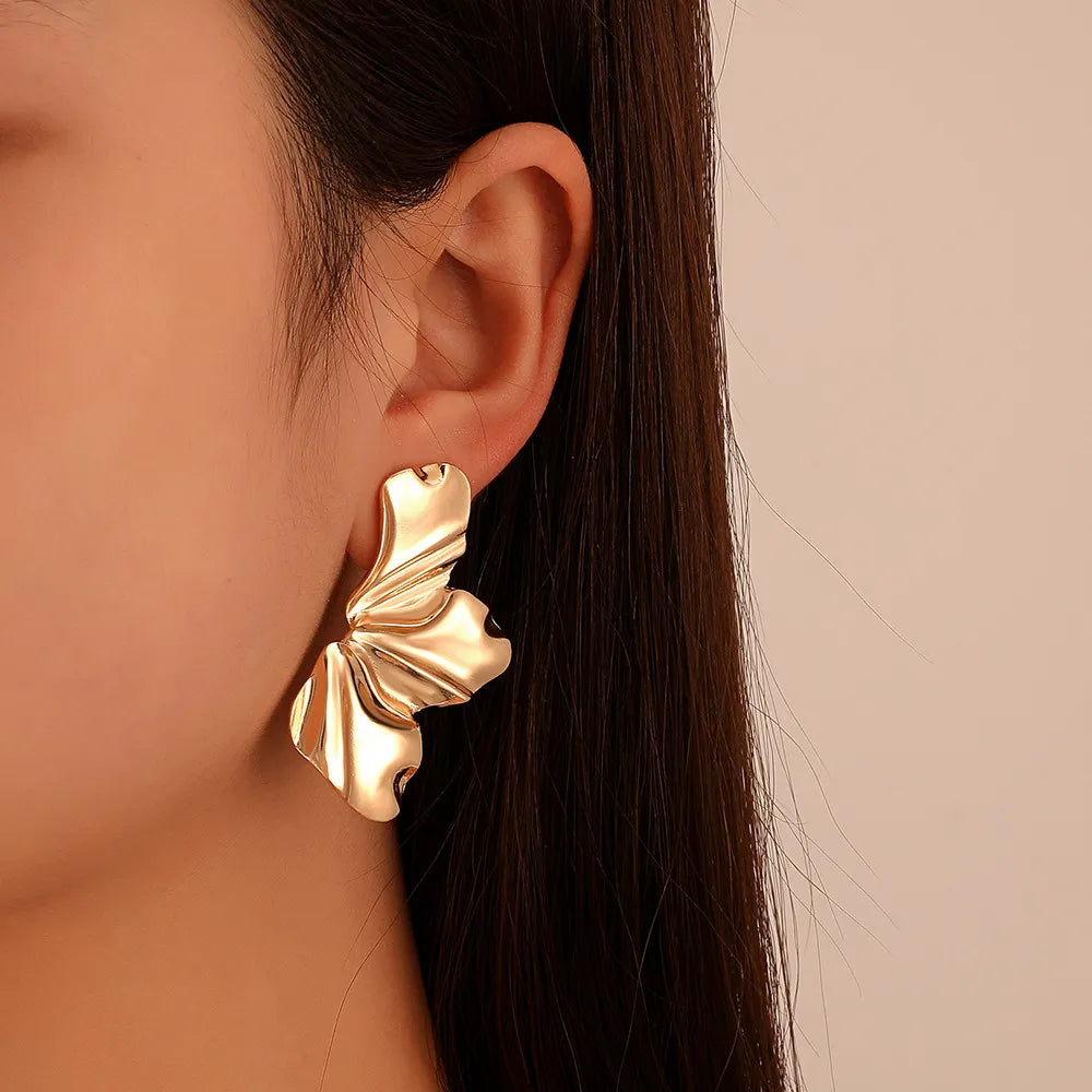 Golden Petal Stud Earrings | Elegant Floral Design