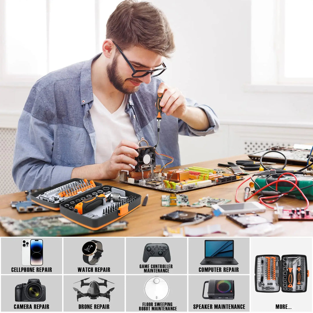 68-in-1 Ratchet Screwdriver Set with Magnetic Bits & Extension Rod – FortiDrive