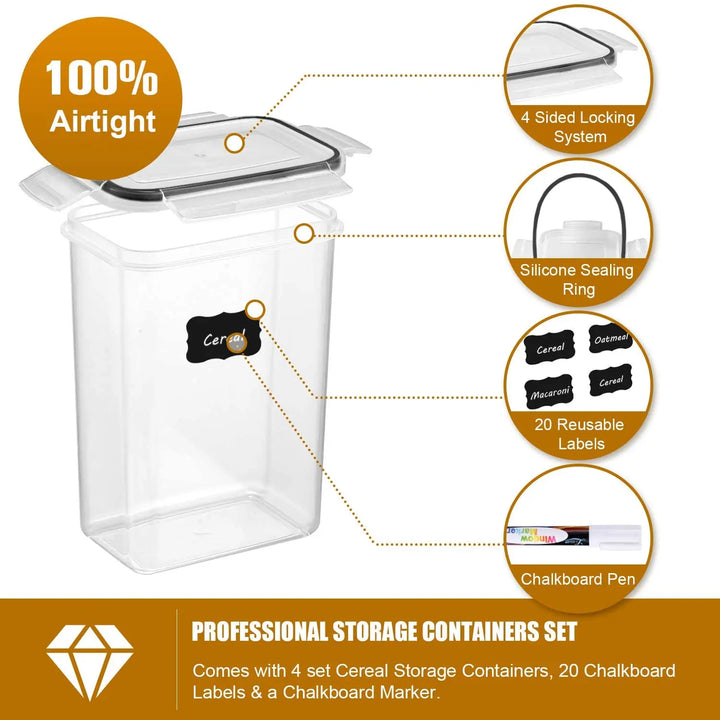 Kitchen Food Storage Containers Set 7pcs BPA-Free Airtight with Labels – StoreMate