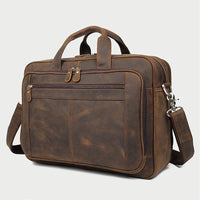Large Genuine Crazy Horse Leather Laptop Briefcase 17 Inch