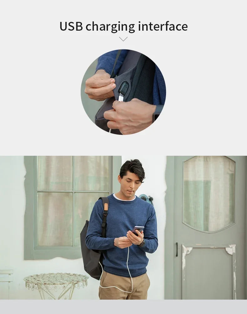 Leather Anti-Theft Laptop & Business Backpack for Men