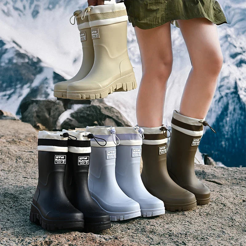 Ladies' waterproof retro look rain boots with anti-slip sole – Arlena