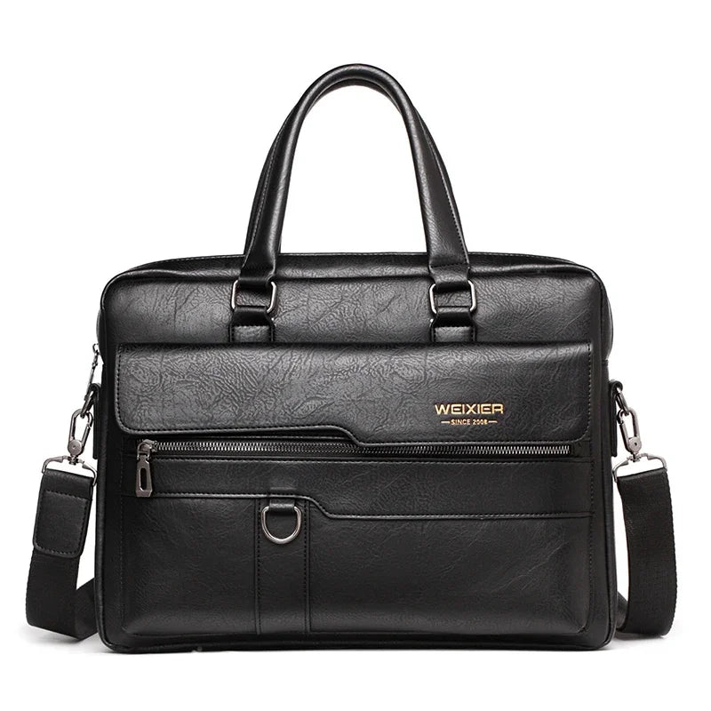 PU Leather Business Laptop Briefcase with Shoulder Strap