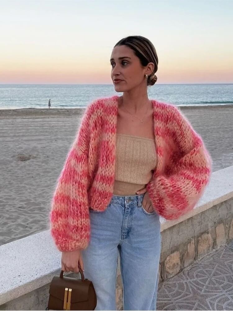 Striped Cardigan with Open Design - Mia