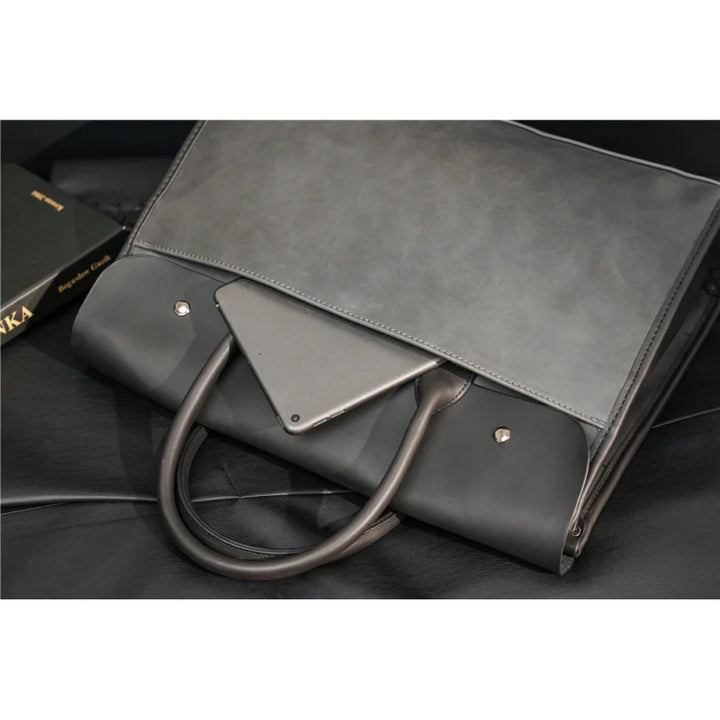 Men’s Retro PU Leather Briefcase with Shoulder Strap