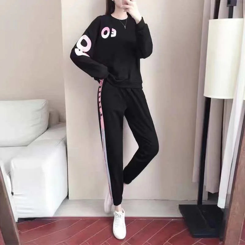 Ladies' tracksuit two-piece set with sweater and trousers – Leona