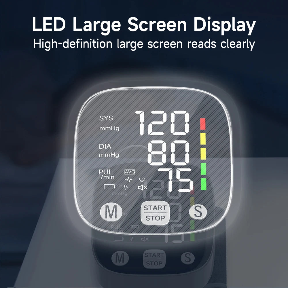 Rechargeable LED Wrist Blood Pressure Monitor with Voice Function – HeartGuard