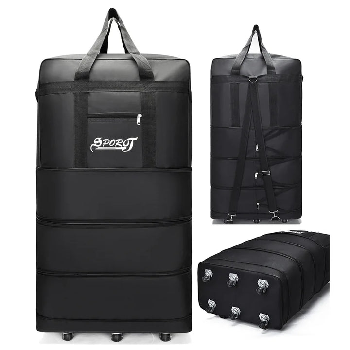 Expandable Travel Backpack with Wheels – Foldable Multi-Layer Design