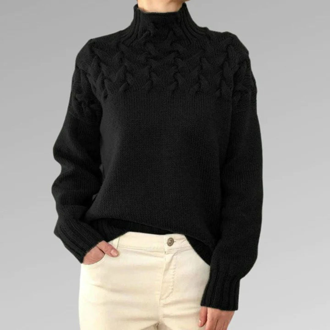 Knitted Ladies Autumn Sweater with Collar – Sienna