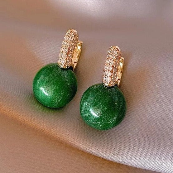 Stylish Green Gold Pearl Earrings – Alina