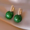 Stylish Green Gold Pearl Earrings – Alina