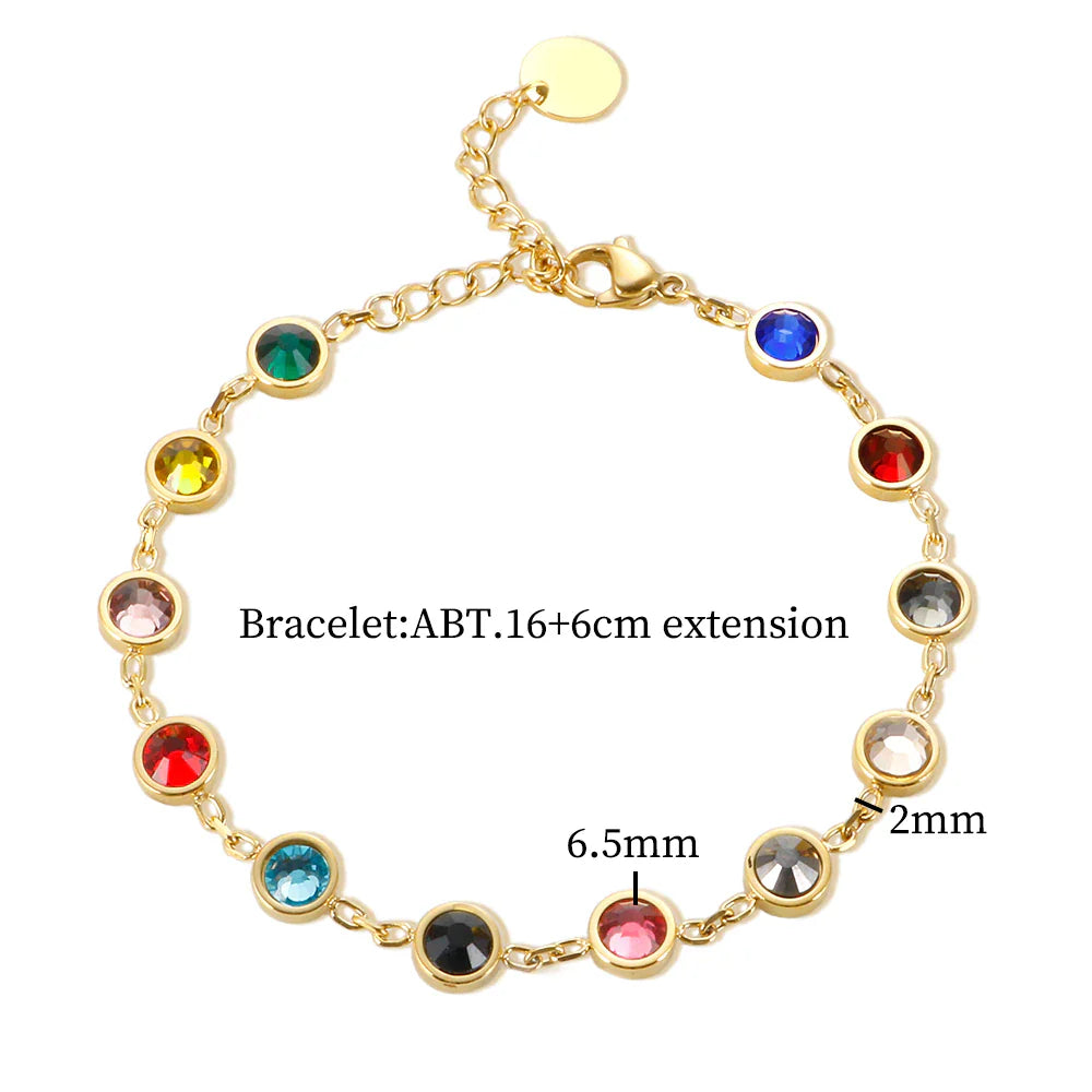 Rainbow Crystal Charm Bracelet | Elegant & Colourful Design