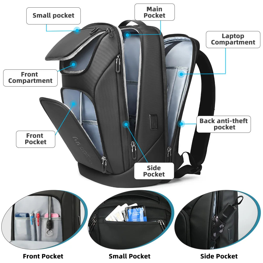 High-Capacity Waterproof Laptop & Travel Backpack with USB Charging