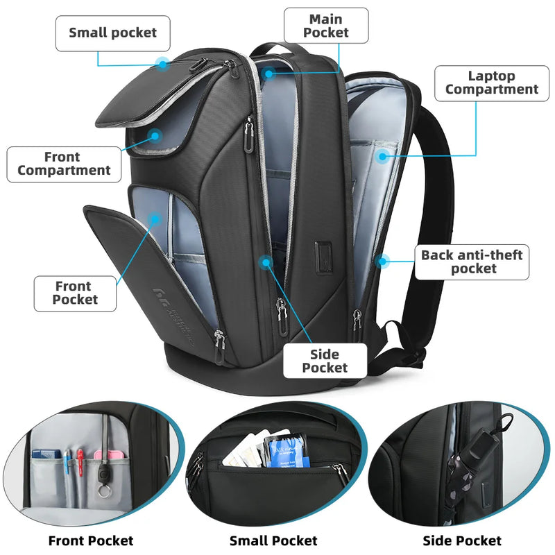 High-Capacity Waterproof Laptop & Travel Backpack with USB Charging