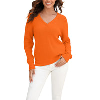 Women's knitted sweater with V-neck in loose fit – Wanfrieda