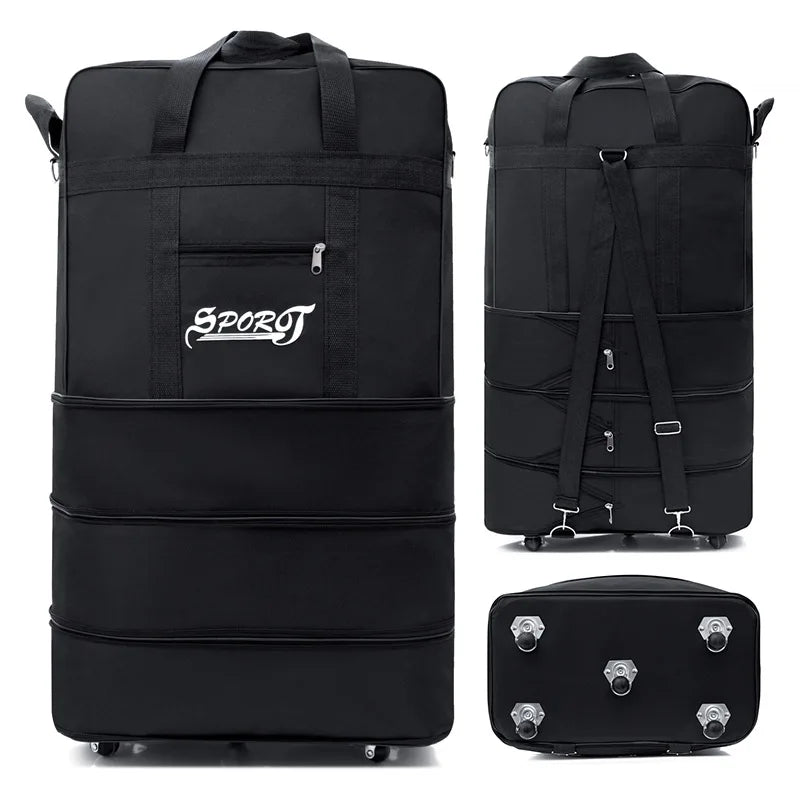 Expandable Travel Backpack with Wheels – Foldable Multi-Layer Design