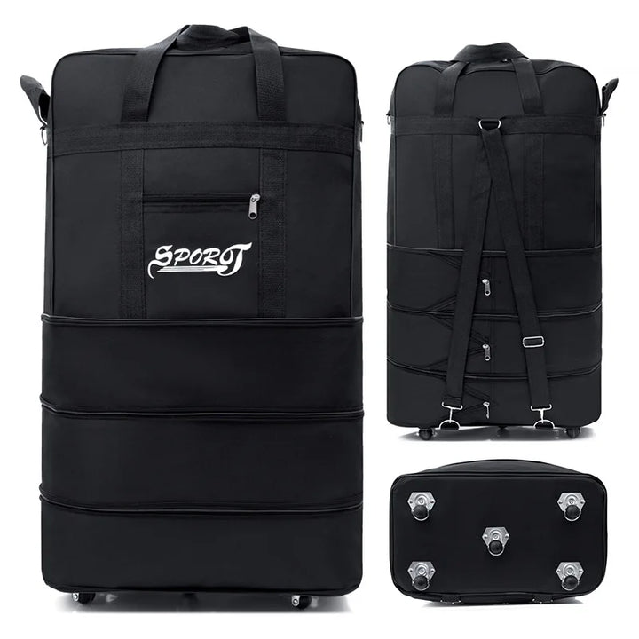 Expandable Travel Backpack with Wheels – Foldable Multi-Layer Design