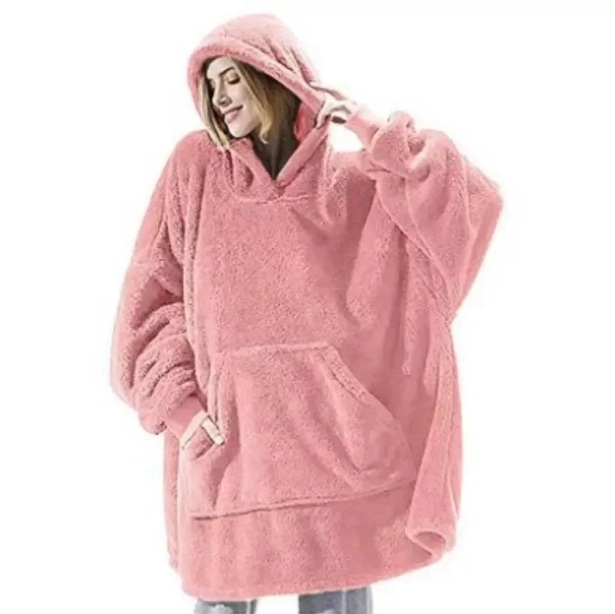 Oversized flannel blanket hoodie for men & women – FleeceHaven