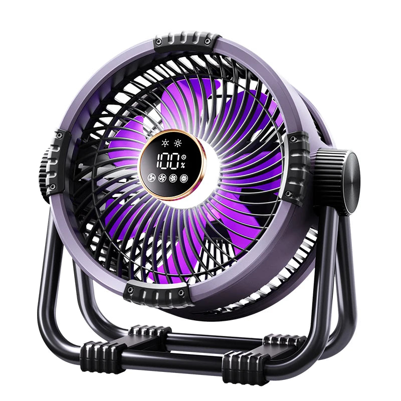 Camping Fan with 20000mAh Battery, LED Light & Remote Control – WindMate
