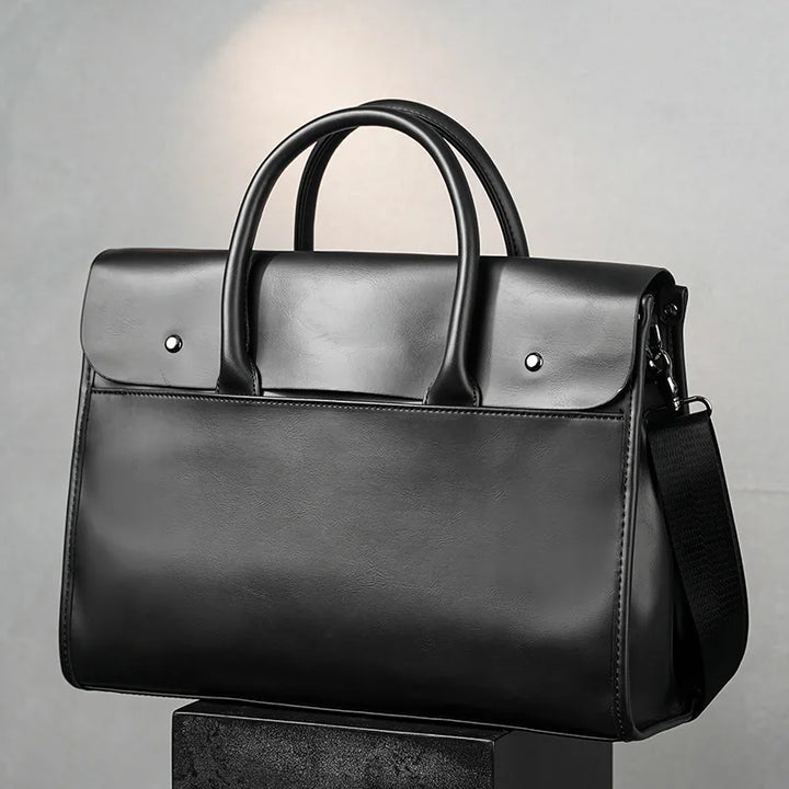 Men’s Retro PU Leather Briefcase with Shoulder Strap