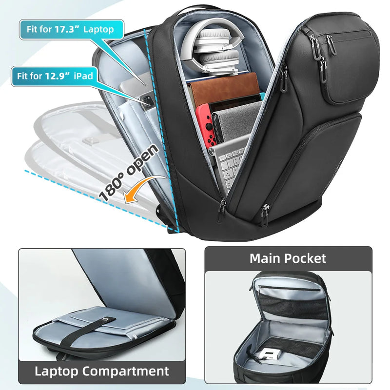 High-Capacity Waterproof Laptop & Travel Backpack with USB Charging