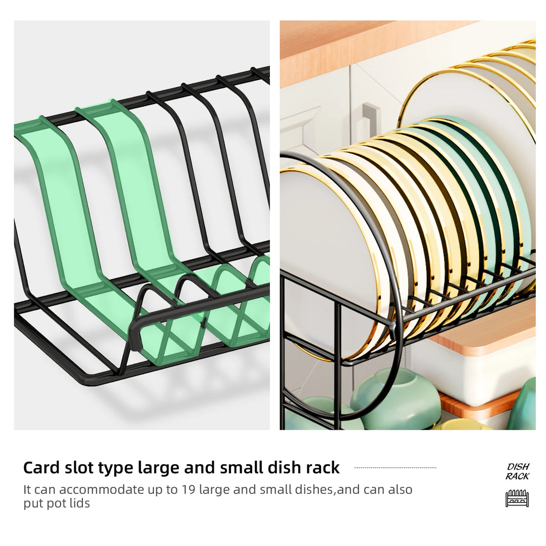 2-Tier Dish Drying Rack with Drainboard & Cutlery Holder – Aria