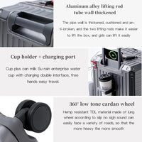 Wide-Handle PC Aluminium Frame Suitcase with Spinner Wheels