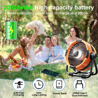 Camping Fan with 20000mAh Battery, LED Light & Remote Control – WindMate