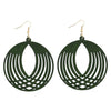 Vintage Green Carved Wooden Earrings | Unique Handmade Jewellery