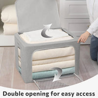 Stackable Linen Fabric Storage Boxes with Clear Window – Elara