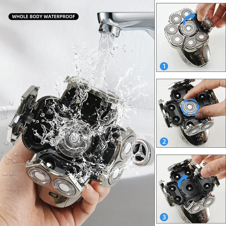 6-in-1 Waterproof Men’s Electric Shaver with 9D Floating Heads & Grooming Kit – MultiTrim