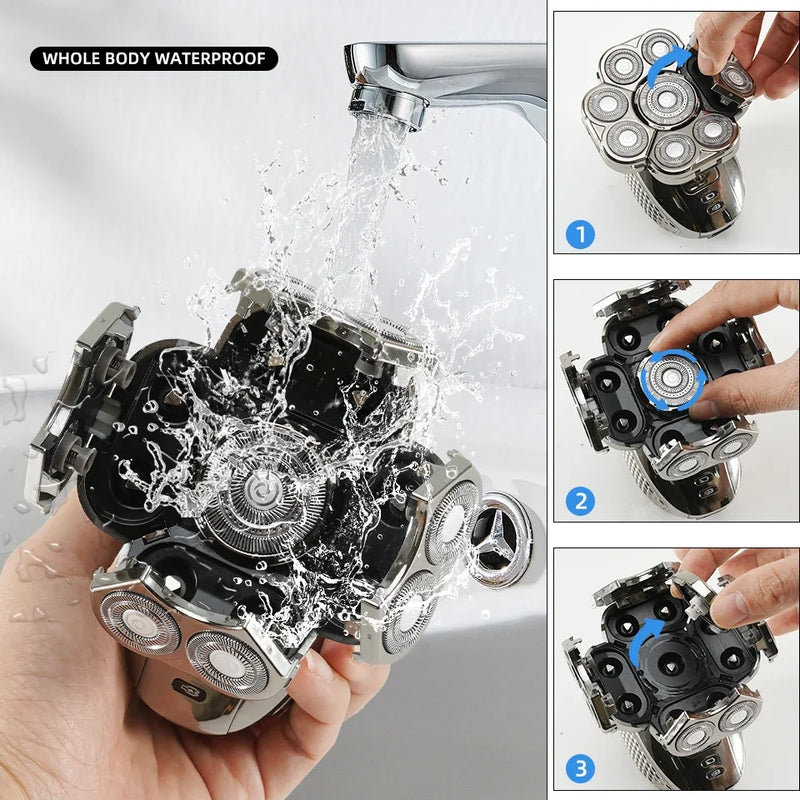 6-in-1 Waterproof Men’s Electric Shaver with 9D Floating Heads & Grooming Kit – MultiTrim