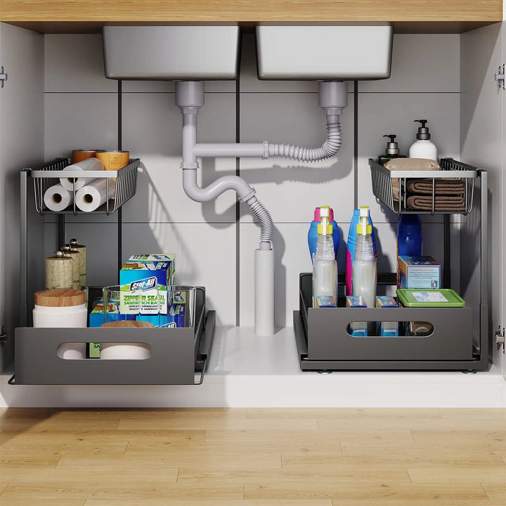 2-Tier Under Sink Sliding Cabinet Organiser – Arlo