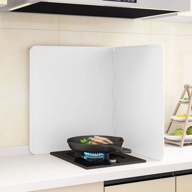 Foldable Stainless Steel Grease Splash Guard 2-Sided Oil Protector – CookShield