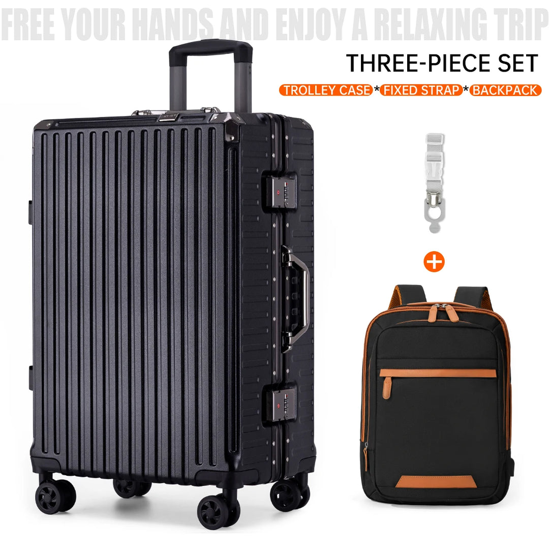 Aluminium Frame Luggage Case with Spinner Wheels & USB Charging Port