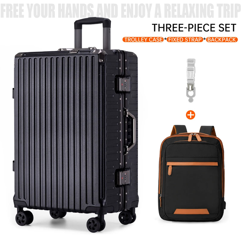 Aluminium Frame Luggage Case with Spinner Wheels & USB Charging Port