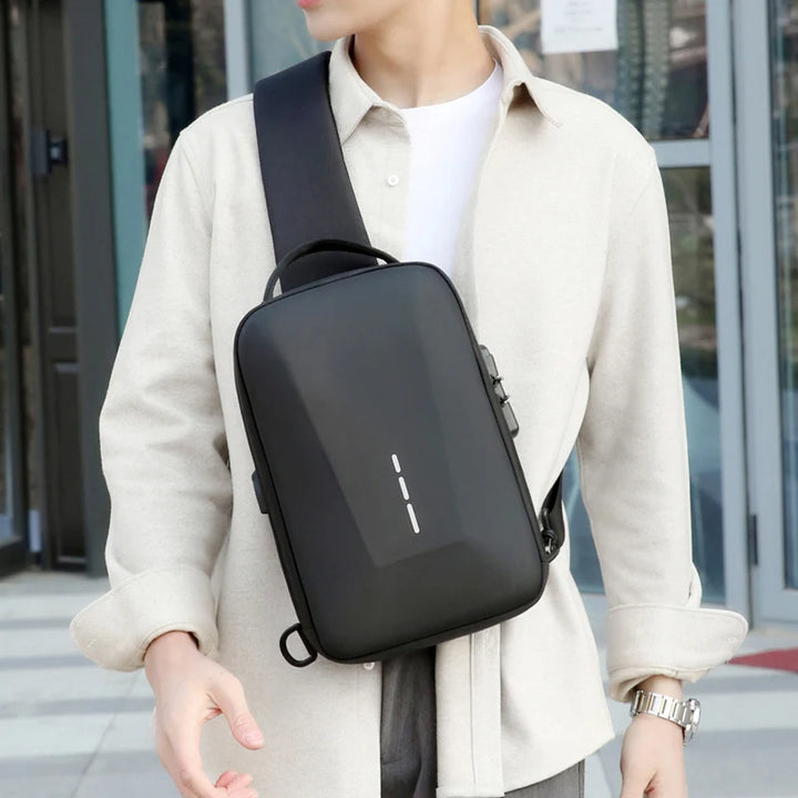 Secure Crossbody Travel Bag with Lock & USB Charging – Men's Shoulder Pack