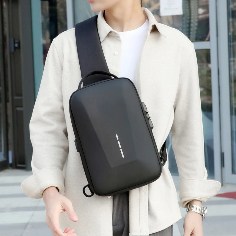 Secure Crossbody Travel Bag with Lock & USB Charging – Men's Shoulder Pack