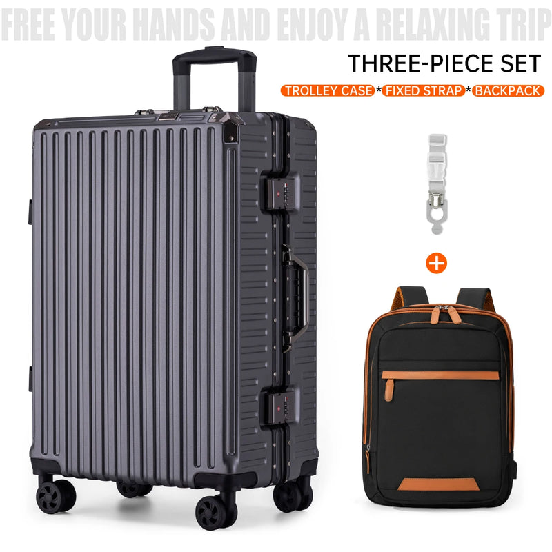 Aluminium Frame Luggage Case with Spinner Wheels & USB Charging Port