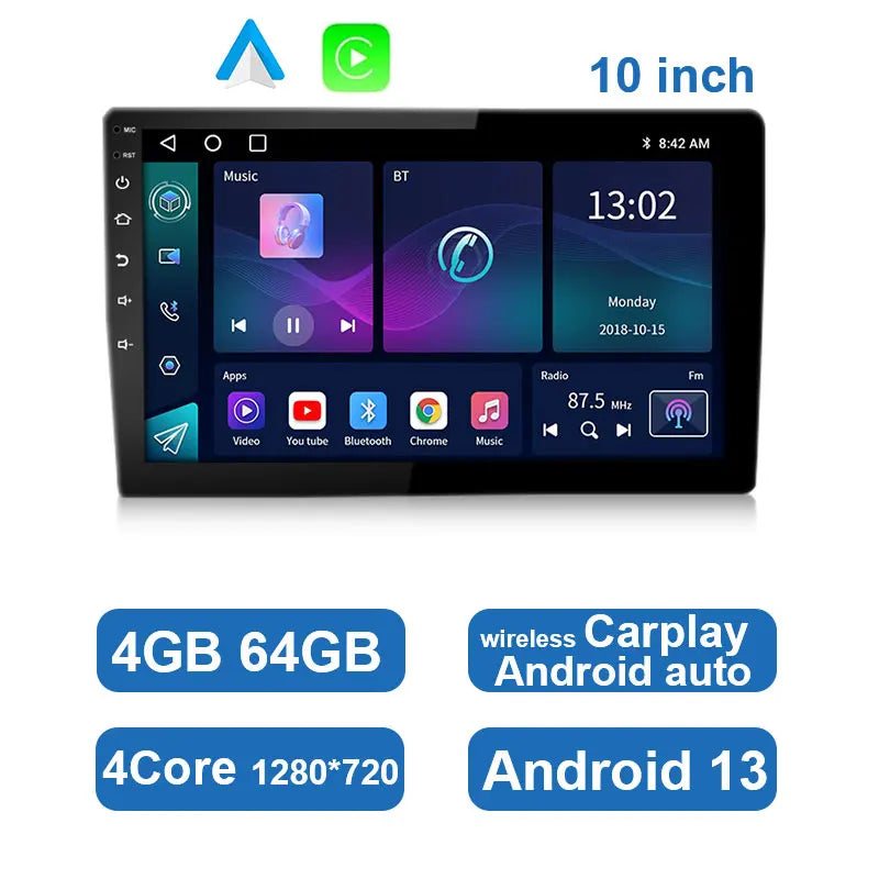 Universal Android Car Stereo with Touchscreen, GPS and Wireless CarPlay