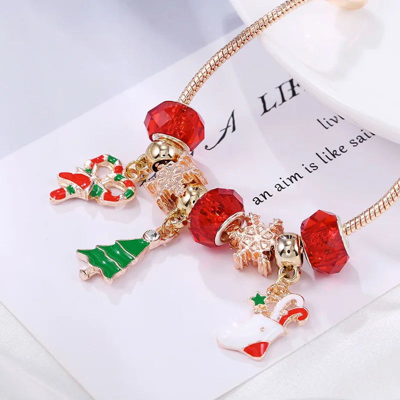 Christmas Candy Cane Charm Bracelet | Festive Jewellery Gift