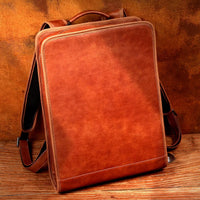 First-Layer Leather Laptop Backpack 16 Inch