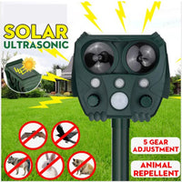 Solar Ultrasonic Animal Repeller with PIR Sensor and Flashing Light – GuardPet