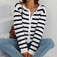 Striped Ladies Autumn Cardigan – Leona
