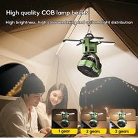 Solar Camping Fan with 6000mAh Battery, LED Light & 4-Speed Cooling – SunBreeze