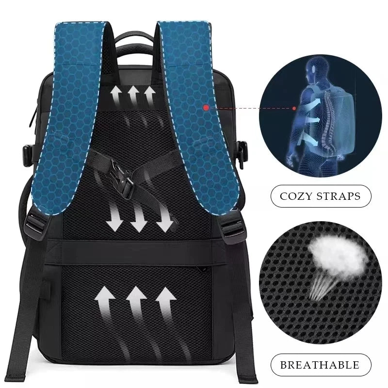 Large-Capacity Waterproof Business & Travel Backpack with USB Charging