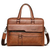PU Leather Business Laptop Briefcase with Shoulder Strap
