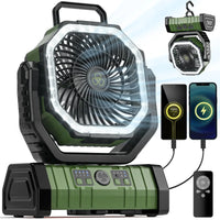 Camping Fan with 20,000mAh Battery, LED Light & Remote Control – AirMate