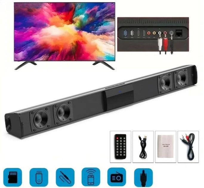 Wireless Bluetooth Soundbar Stereo Speaker System with FM & USB – CineWave